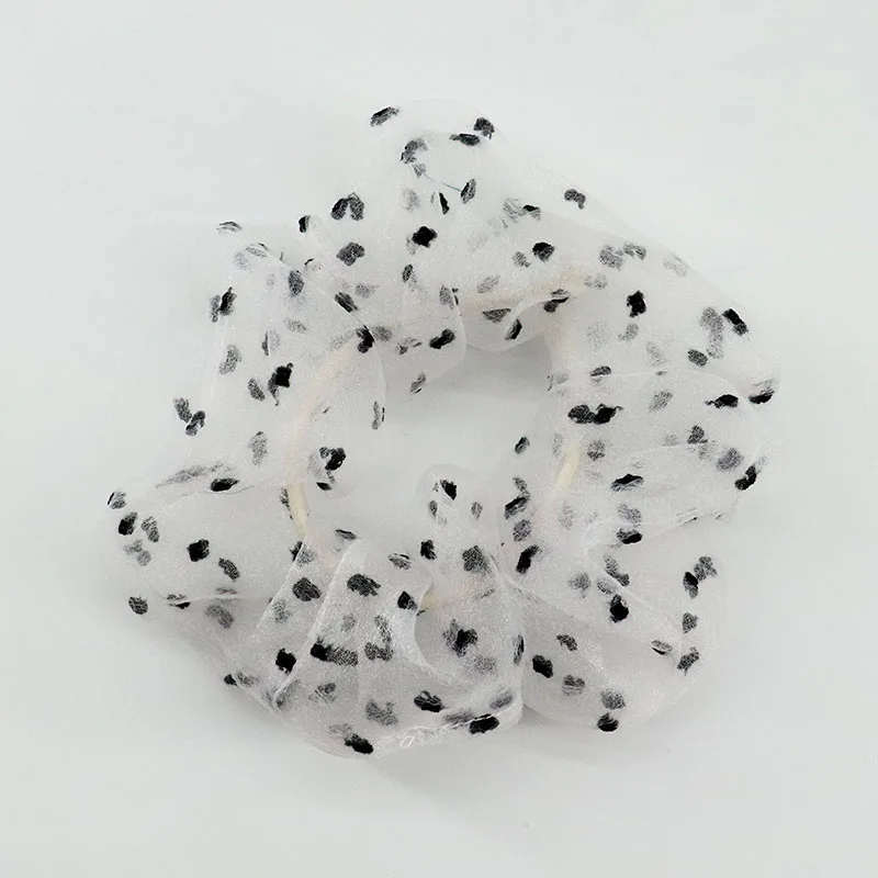 New Arrival Organza Scrunchies Dots Flocking Fashion Hair ponytail Hold Elestic Hair Tie Hair Accessories Gift for Her - Цвет: Белый