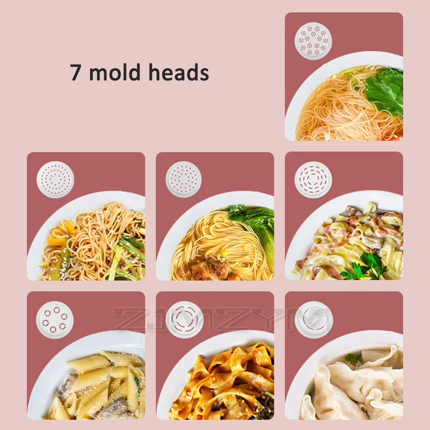 Description Picture 4 of itemElectric Automatic Noodle Press Machine With 7 Molds Noodles Dumpling Maker Pasta Spaghetti Making Cutter Dough Blender 220V