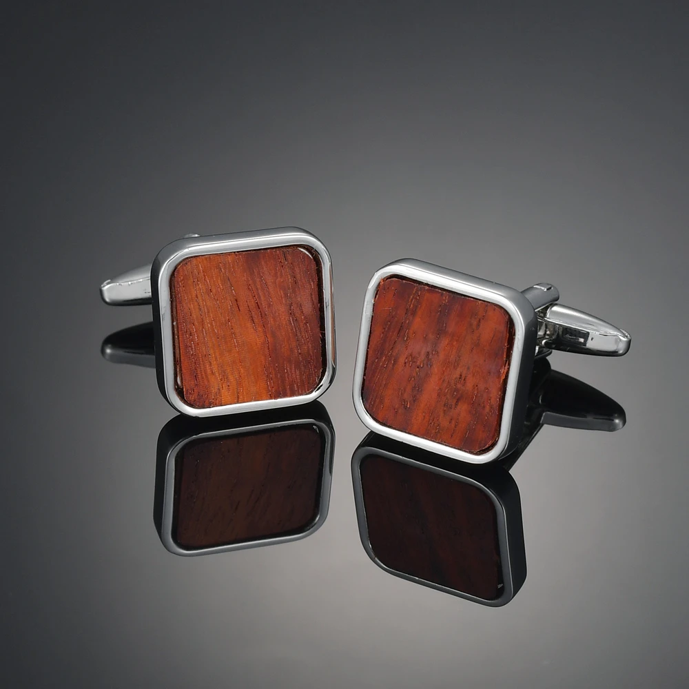 Mens Cufflinks Luxury Business Cufflinks for mens Wooden/Fabric/Gems/Enamel Cuff Links gemelos para hombre camisa