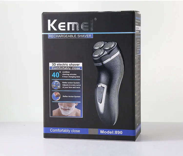 

Kemei Kemei Three Cutter Head Spinning Shaver Electric Shaver Rechargeable Tick hu dao Km-890