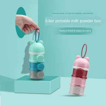

3 layer Portable Baby Food Storage Box Essential Cereal Cartoon Large Capacity Milk Powder Box Toddle Kid Formula Milk Container