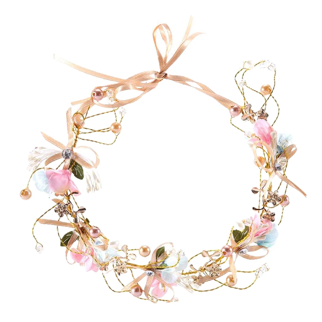 Hawaii Beach Hair Wreath Garland Wedding Party Headband Crown Headwrap for Daily & Formal Headwear