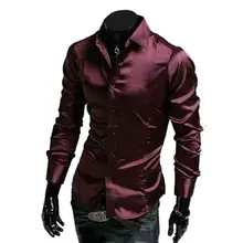 Роскошные Для мужчин, Стильные повседневные платья рубашка Slim Fit деловая рубашка с длинным рукавом для мальчиков, рубашка, топы