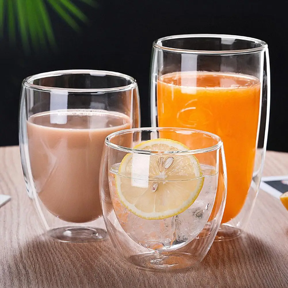

250/350/450ml Milk Coffee Double Layer Insulation Water Glass Cup Mug Drinkware