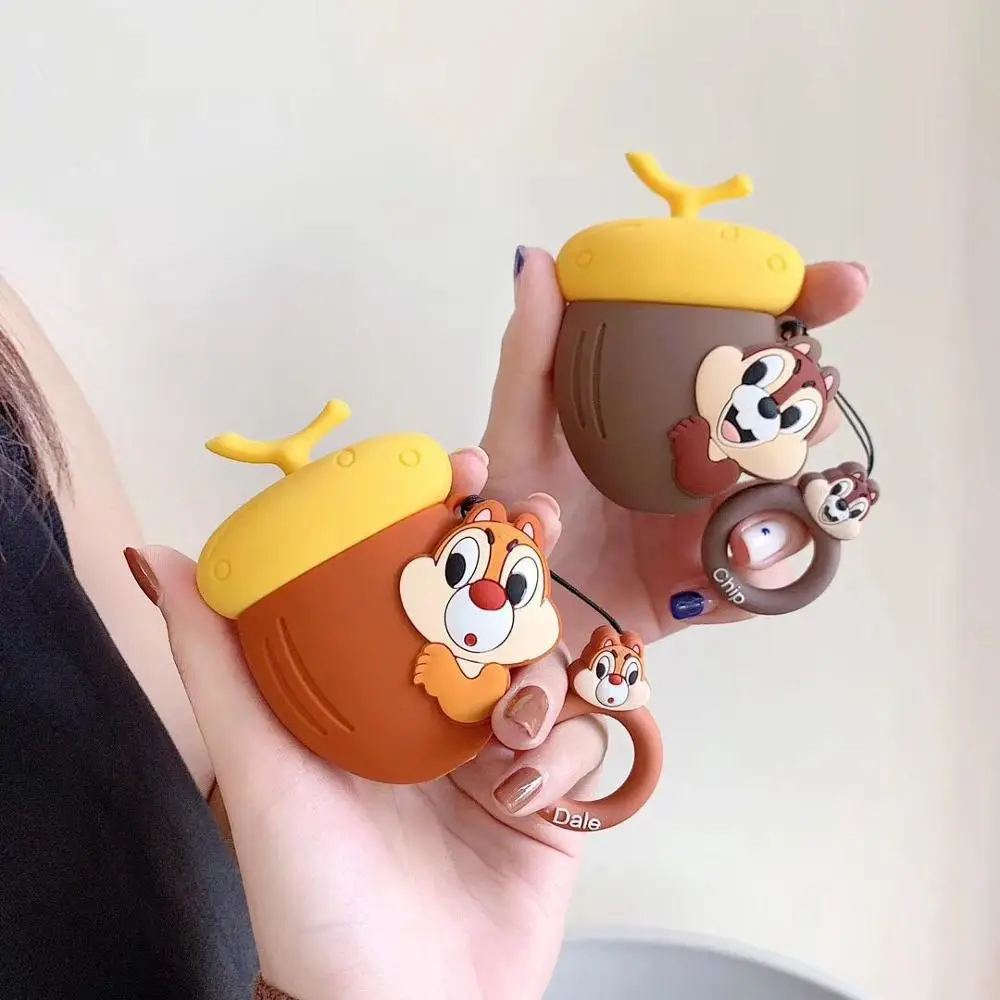 

3D Cute Walnut Squirrel Chip Dale Wireless Bluetooth Headset Silicone Case For Airpods Earphne Protective Case Shockproof cases