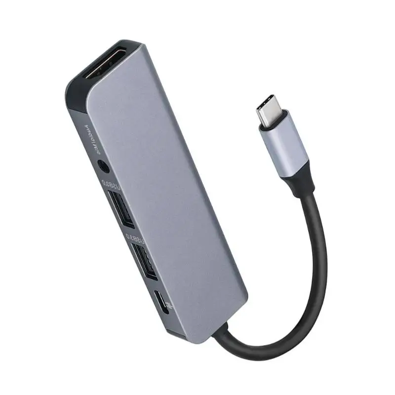 VODOOL 5 в 1 type-C концентратор USB C к HDMI USB 3,0 USB 2,0 3,5 мм аудио адаптер USB-C type C разветвитель концентратор для MacBook Pro Аксессуары