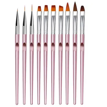 

10pcs Nail Liner Brushes Crystal Nail Pen Nail Painting Brushes Manicure Brush Nail Paint Art Tool Dotting Pen for Salon