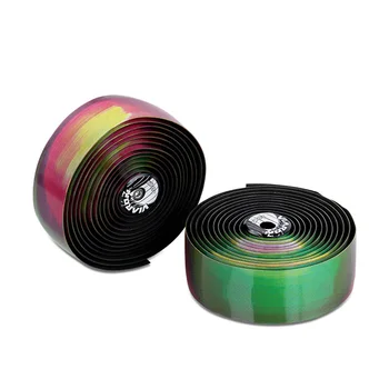 

BOLANY 2Pcs Bike Bicycle 5D Rainbow Handlebar Bar Tape Shock Absorption Handlebar Tape 2 Roll PU Fabric