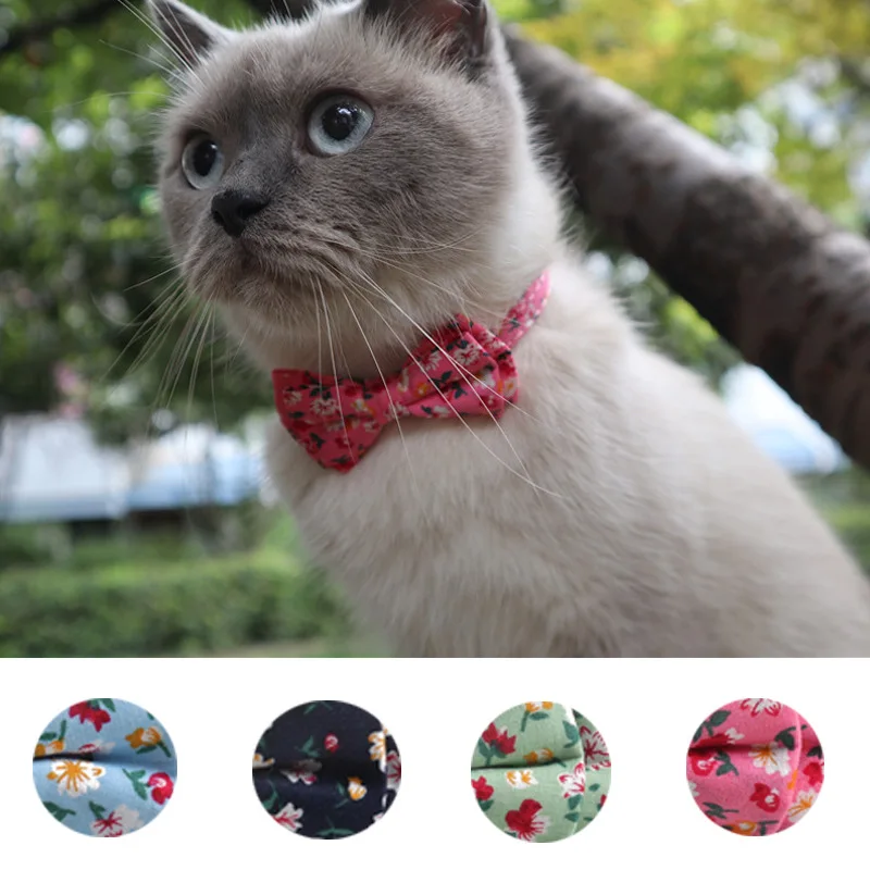 Precio Especial Collar de gato con diseño Floral para verano, lazo para Chihuahua con campanas, hebilla de seguridad ajustable, pajarita para cachorro y gatito 9gL97xWMQ