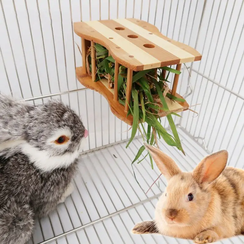 

Hay Feeder Manger Bamboo Rabbit Food Feeder Rack for Guinea Pigs Chinchillas