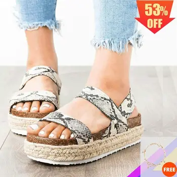 

2020 Women Sandals Wedge Sandal Ankle Strap Platform Sandals Female Gladiator Shoes Slip On Moccasin Vintage Bohemia Plus Size