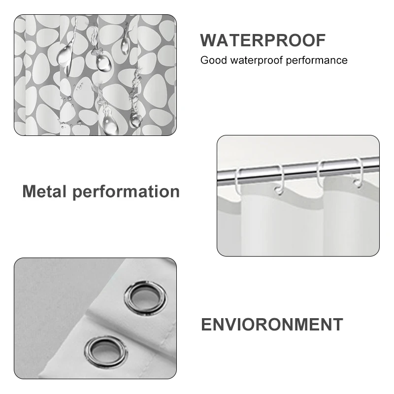 Shower Curtains Bathroom Shower Curtain Waterproof Modern Plaid Pebble Printed Bathing Partition Curtain with Hooks