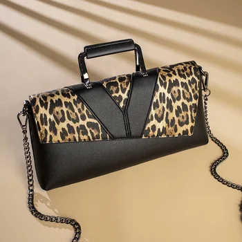 

Chain Flap Bags High Quality Shoulder Crossbody Bag For Women Messenger Bags New Fashion Panelled Color Women's Leather Handbags