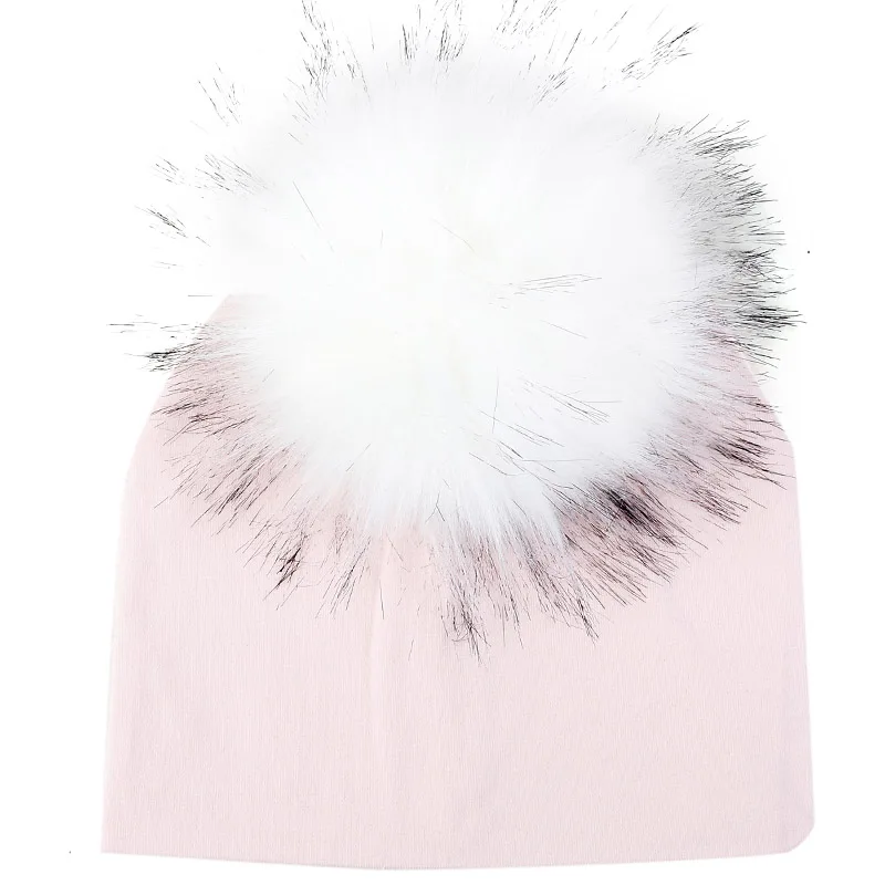 pink 21 Geebro/Лидер продаж, однотонные шапочки для новорожденных детей, шапки с помпоном из искусственного меха, новые мягкие милые шерстяные шапки skully для девочек и мальчиков - Цвет: pink 21
