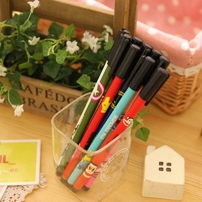 20pcs Cute prints drill stone Gel Pen Black marker 16cm length free shipping modern gem stone jar display box diamond jewelry beads coin organizer gemstone jewellery tray storage container black pu leather