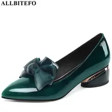 ALLBITEFO/Новые Модные Повседневные туфли из натуральной кожи на высоком толстом каблуке с бантиком-бабочкой; Лидер продаж; женская обувь на платформе