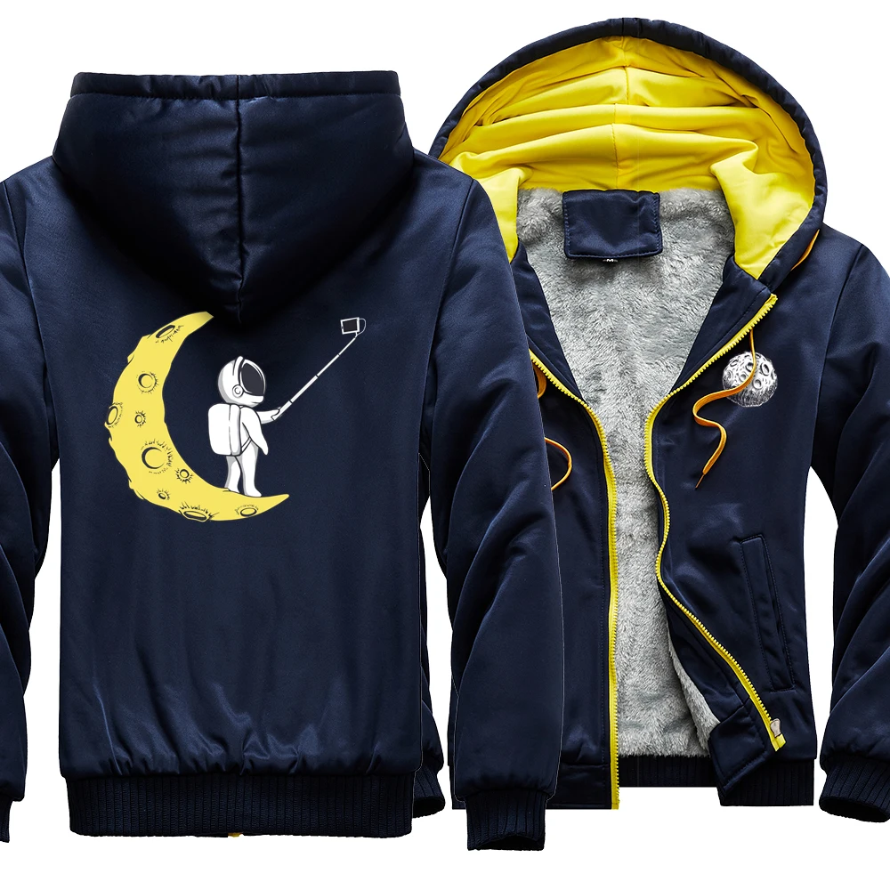 

Thicken Jacket Astronaut Photo On The Moon Printed Man Sportswear Vintage Streetwear Men Sweatshirts Oversized Punk Mens Hoody
