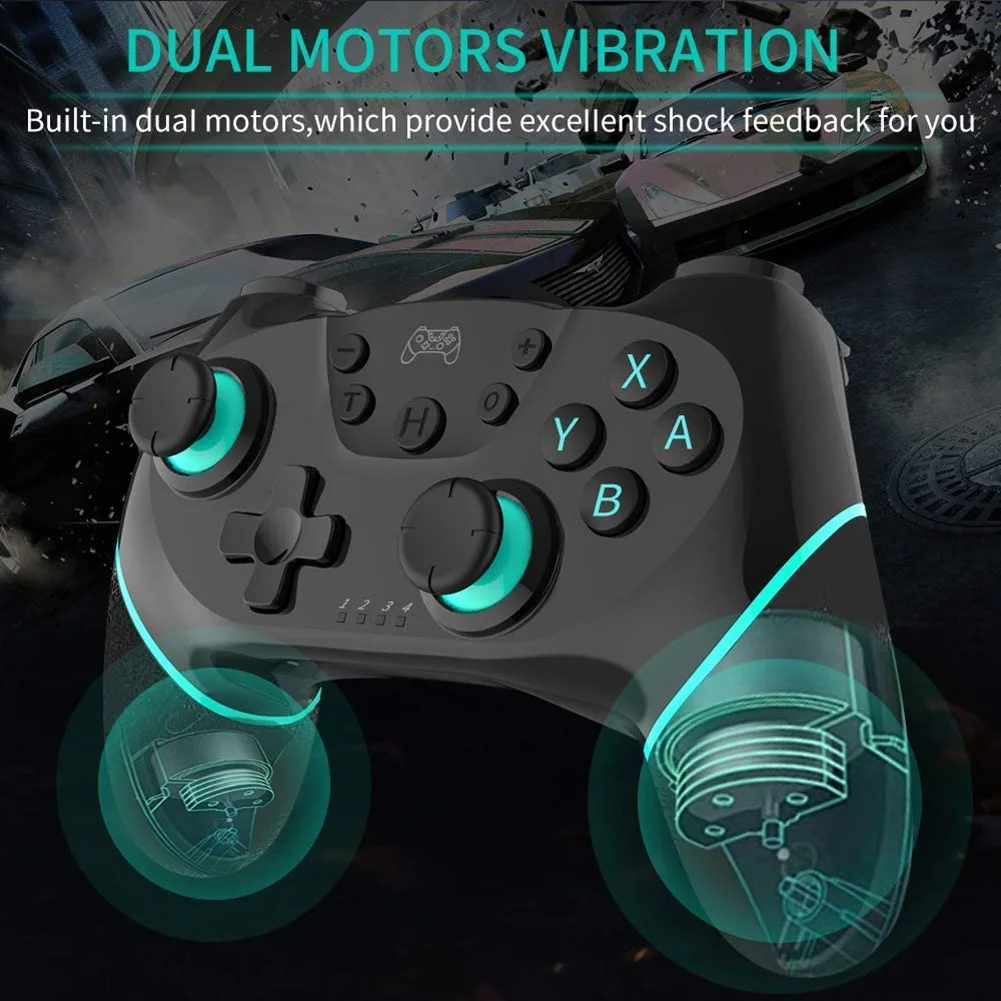 Беспроводной контроллер с двойным мотором и вибрацией для Nintendo Switch/Switch Pro Gyro Axis
