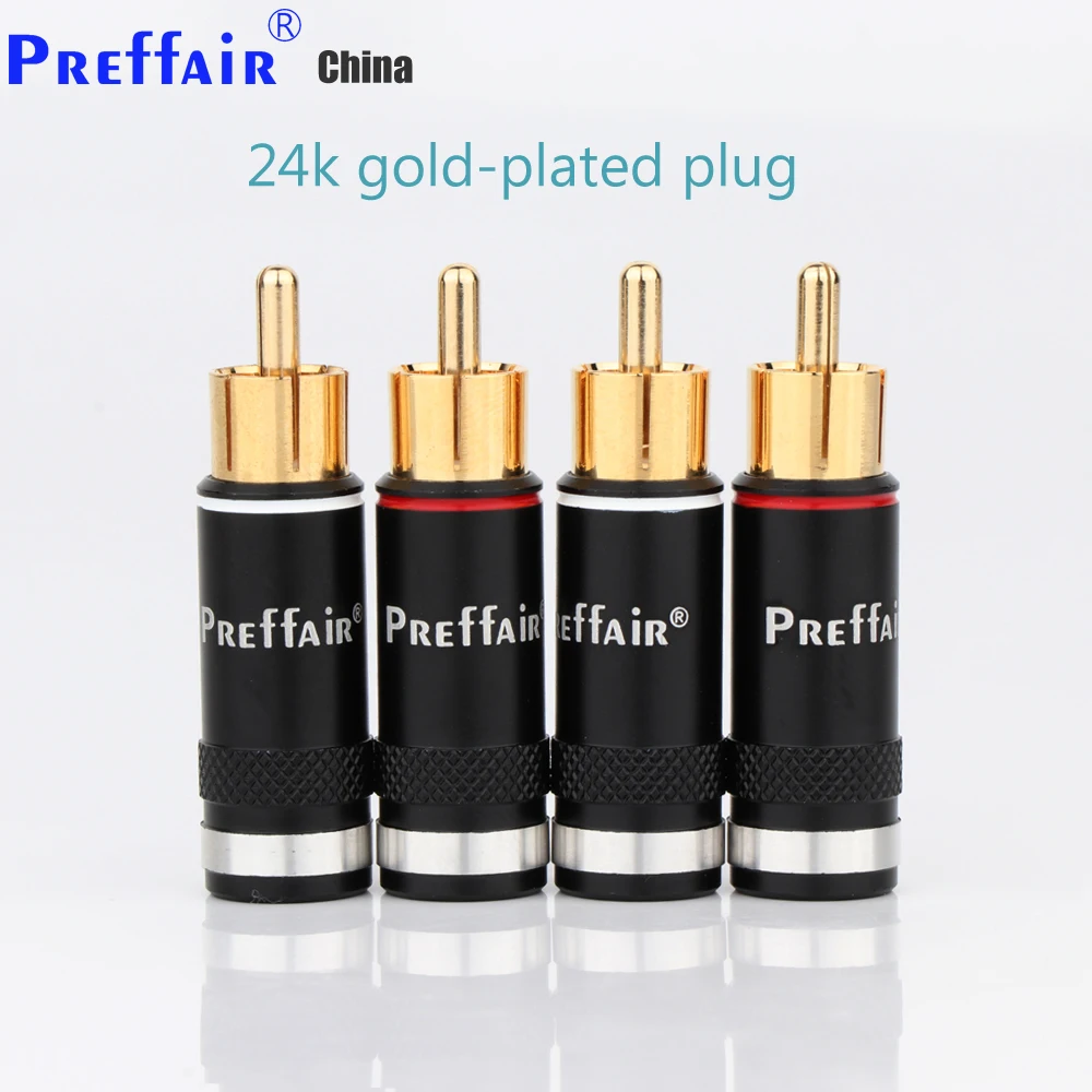 4Pcs Praffair R1764 RCA Stecker Vergoldet Männlichen Doppel Self-Locking Lotus Draht Anschlüsse Audio Adapter – Detail 1