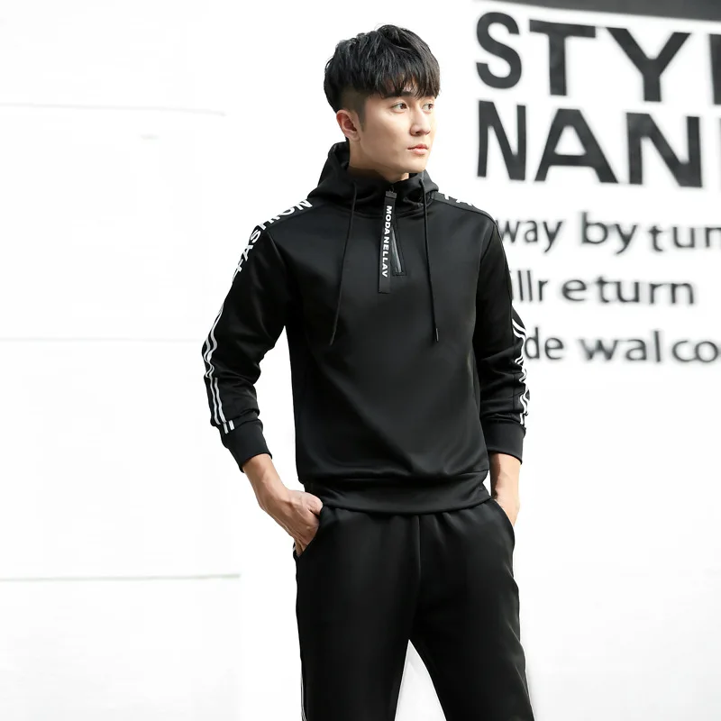 

Spring And Autumn Health Cloth Leisure Sports Suit Men's Korean-style Long Sleeve Hoodie Two-Piece Set Men'S Wear