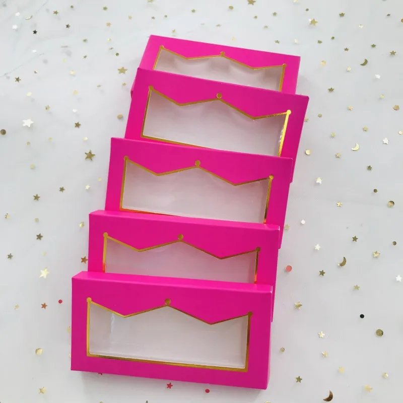 Empty pink crown box with 25mm 27mm eyelashes