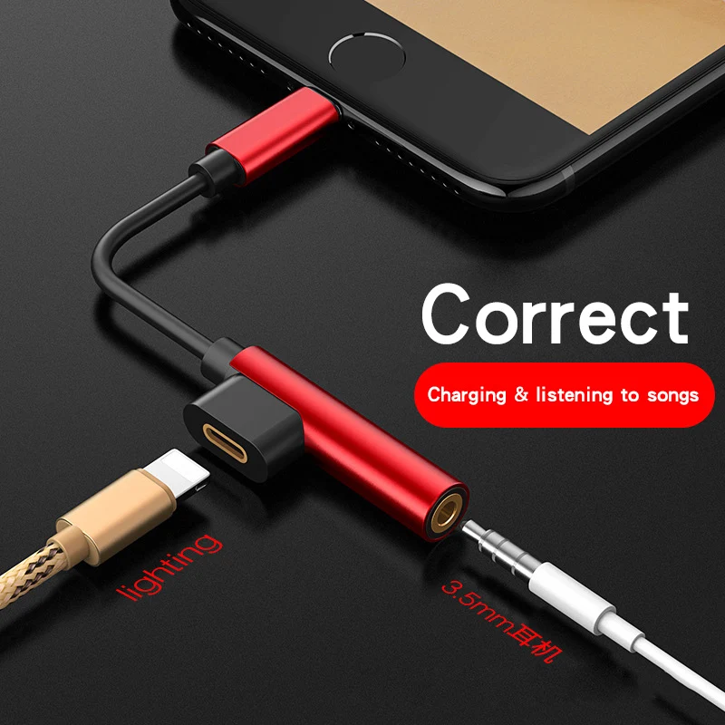 AQO 2 in 1 Audio Adapter for iPhone 8 7 Plus XS XR Charger Splitter Cable Lightning to 3.5mm Jack Earphone SJX-16 | Мобильные