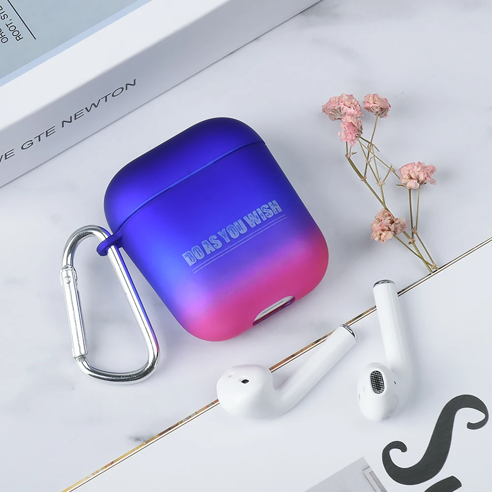 Градиент моды пара футляр для наушников для Airpods 2 матовые беспроводные Bluetooth наушники зарядная Коробка Чехол для Apple AirPods - Цвет: 04