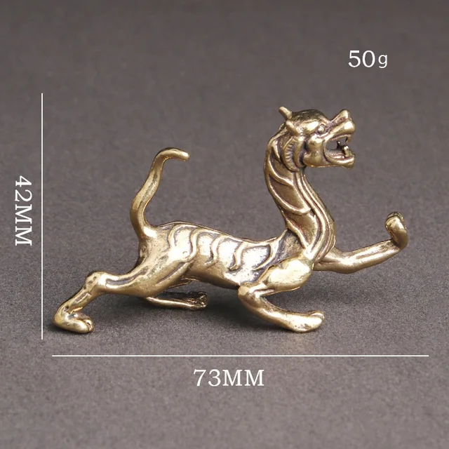 Sárgaréz Kínai Négy Isten Vadállatok Díszek Zöld Sárkány Fehér Tigris Vermilion Madár Fekete Teknős Fengshui Réz Mini Figurák - Image 5