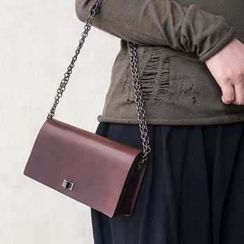 

EUMOAN Bag women's new autumn and winter fashion tide retro cowhide designer shoulder Messenger chain small square bag