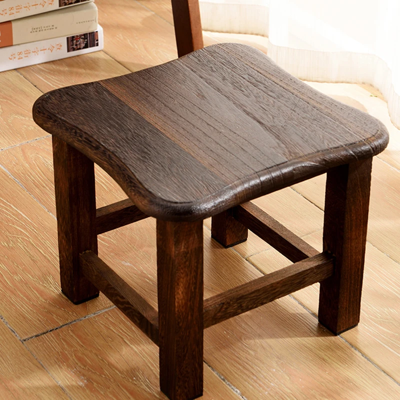 

Solid Wooden Stool Fashionable Creative Stool Adult Living Room Stool Low Stool Wooden Shoes Stool Square Stool Children