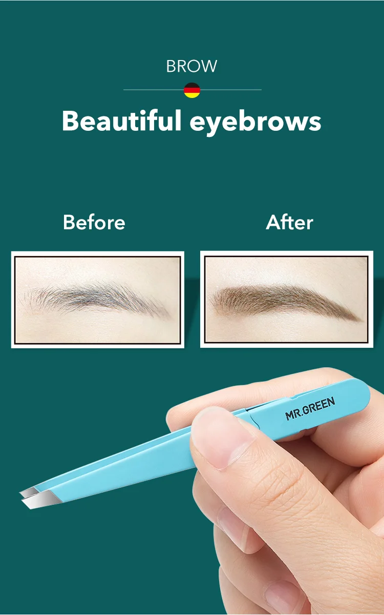 MR.GREEN Eyebrow Tweezer Colorful Hair Beauty Fine Hairs Puller Stainless Steel Slanted Eye Brow Clips Removal Makeup Tools