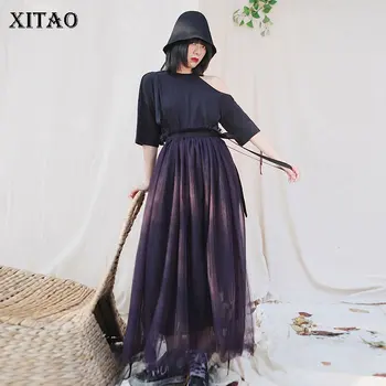 

XITAO Mesh Women Skirt 2020 Spring Summer Elastic Waist Pleated High Waist Small Fresh Minority Style Casual Skirt XJ4012