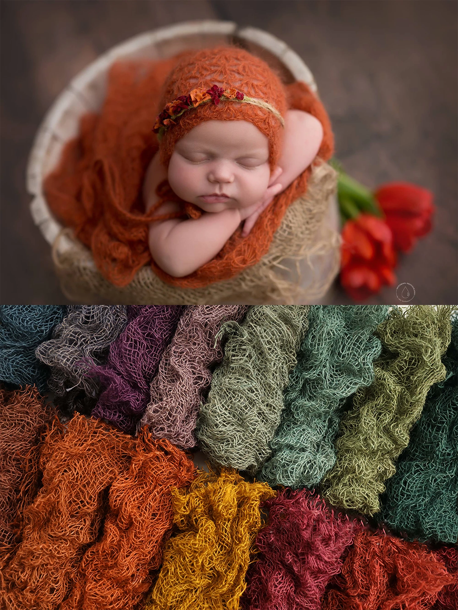 Newborn Photography Props Color Tassel Fold Linen Mat Blanket  Weaving Linen Cloth Baby Photo Prop Accessories