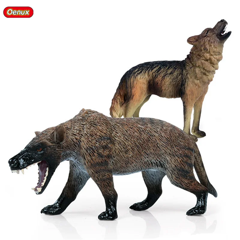 

Oenux Original Wild Jungle Beast Dire Wolf Simulation Animals Savage Wolves Action Figures PVC Collection Lifelike Model Kid Toy