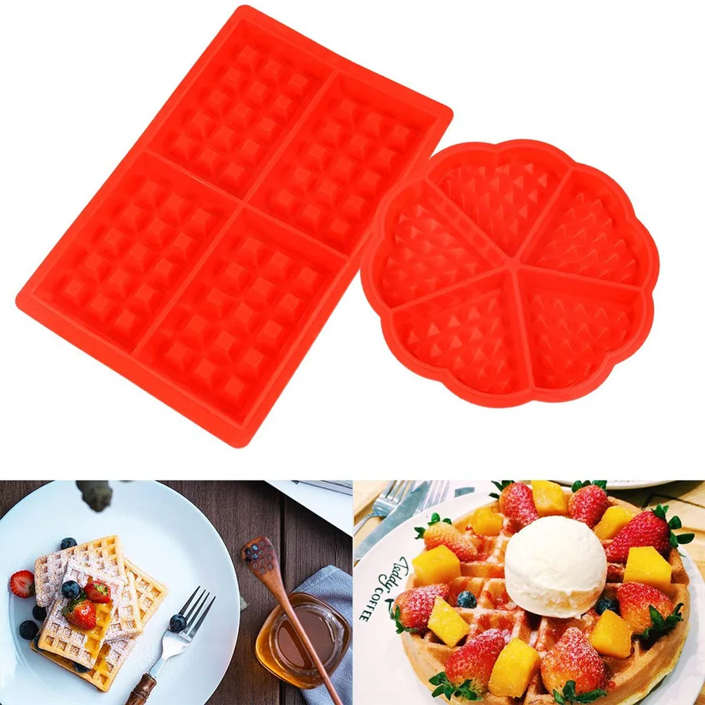 2pcs Diy Silicone Waffle Mold Nonstick Kitchen Bakeware Cake Mould