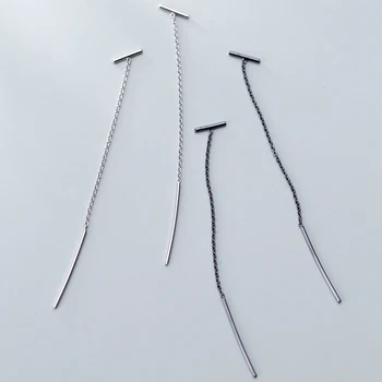 

MloveAcc Silver Simple Geometric T Chain Earrings 925 Sterling Silver Stud Earring for Women Gift