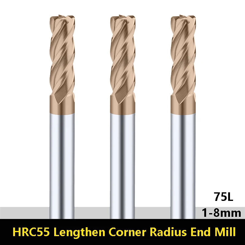 KLOT HRC55 Inner Corner Radius Rounding Solid Carbide End Mill R0.25-R6 2-Flute 