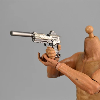 

1:6 Miniature Mini Weapon Model Desert Eagle Small Toy Pistol With Silencer Soldier Props 12 Inch Dolls Available