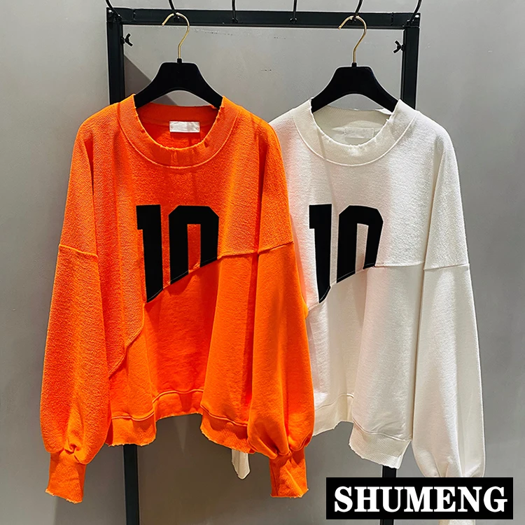 Женский хлопковый пуловер с круглым вырезом Свободный свитшот из махровой ткани