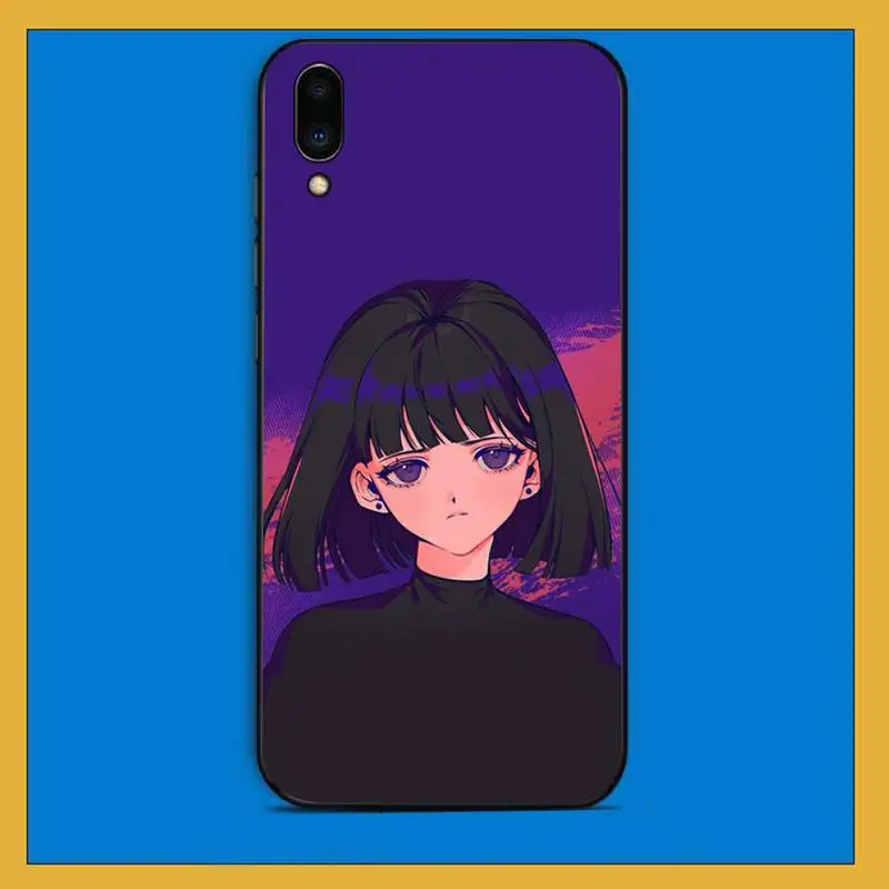 TOPLBPCS сад аниме эстетика Vaporwave черный мягкий чехол для телефона из ТПУ Vivo Y91C 31 53 19 11