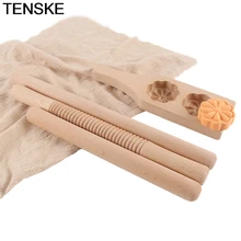 TENSKE 1 шт. рождественские Скалки Выгравированные резные деревянные скалки тиснение выпечки печенье, фондан, пирог с рисунком ролик