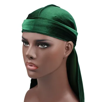 

Unisex Velvet Men Durag Long Tail Wigs Do Rag Chemo Cap Pirate Women Headwrap