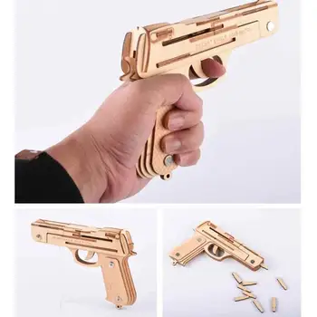 

DIY Self-assembled Rubber Band Gun Model Toy Wooden 3D Three-dimensional Assembled Rubber Gun Model Kit For Children Best Gifts