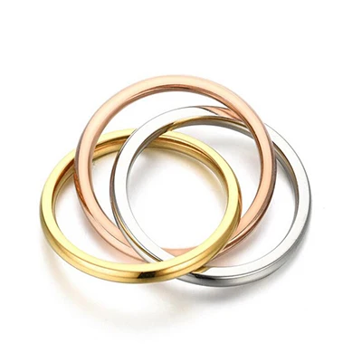 Three-ring Классические простые кольца из нержавеющей стали для девушек женские три кольца набор смешанных цветов кольцо на костяшки Mujer bagues pour femme - Цвет основного камня: Three-ring
