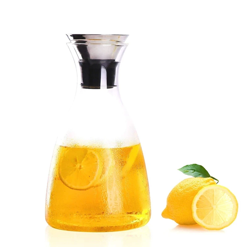 

Glass Drip-Free Carafe With Flip-Top Lid, Hot And Cold Glass Water Pitcher, Tea/Coffee Maker & Cafe, Iced Tea, Beverage Pitcher