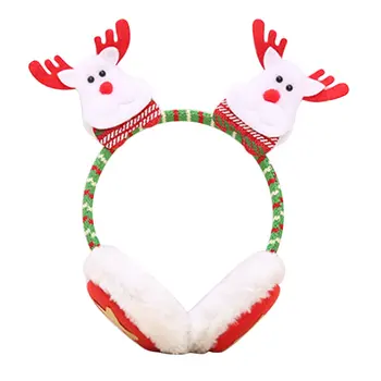 

Winter Christmas Headband Earmuffs Santa Claus Snowman Elk Bear Headdress Party Decor Warm Earcap Christmas Gifts Ear Muffs