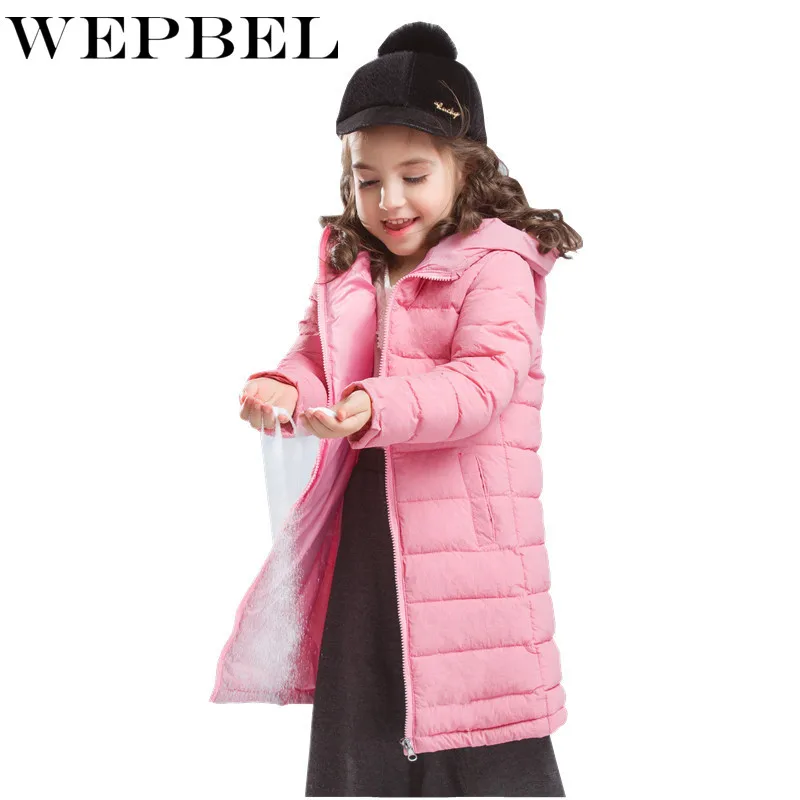 WEPBEL/осенне-зимняя куртка для девочек; хлопковая парка с капюшоном для девочек; детский зимний комбинезон; зимнее пальто для девочек-подростков
