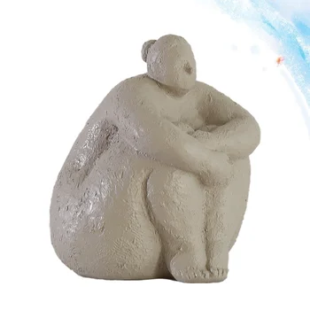 

1pc Resin Fat Woman Statue Creative Abstract Figure Sculpture Decorative Household Art Craft Figurine (Grey, Raise Head Style)