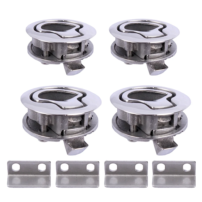 

4pcs 2'' Floor Latches Turning Lock Lift Handle Marine Stainless Steel Boat Deck Yacht