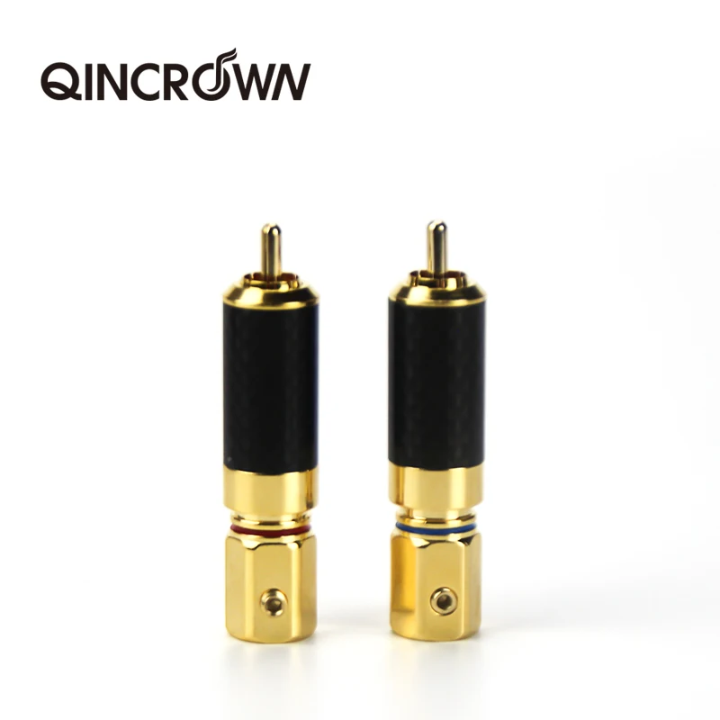 QINCROWN позолоченный медный RCA штекер Mayitr прочный RCA винты разъема пайки Блокировка аудио-видео штекер